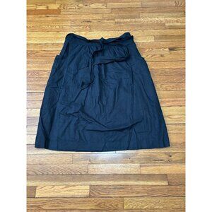 Gap Womens Maxi Skirt Plus Size 20 Black Linen Cotton Belted Pockets A-Line